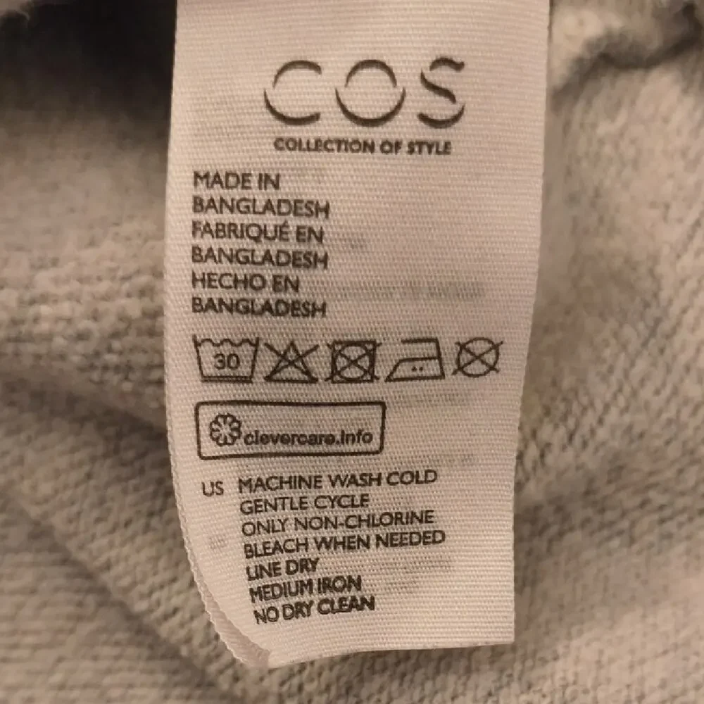COS, Long Sleeve Sweatshirt Dress/Tunic w/ Gold Accent, Size 8/10 EUC